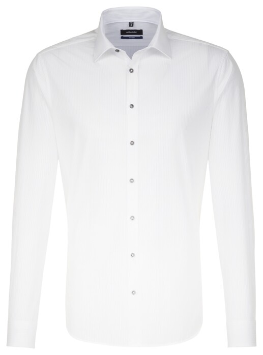 Seidensticker Single Color Stripe Overhemd Wit