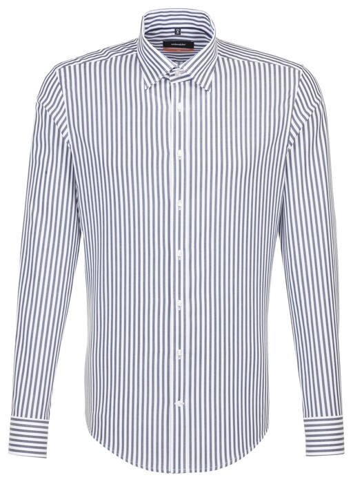 Seidensticker Slim Striped Contrast Overhemd Pastel Blauw
