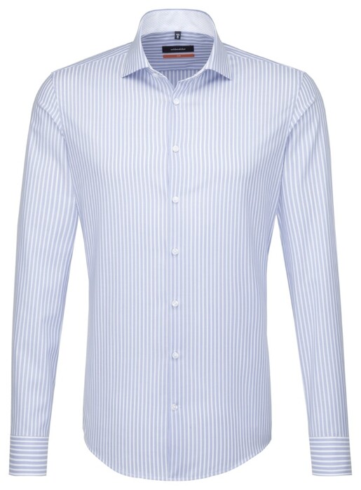 Seidensticker Spread Kent Business Stripe Overhemd Pastel Blauw