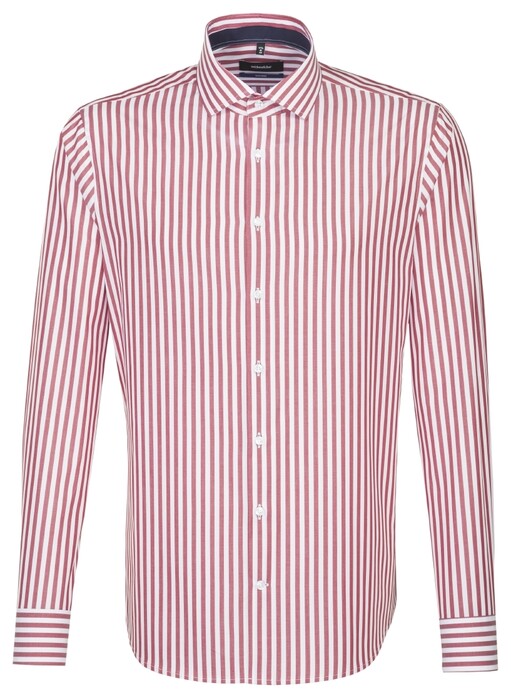 Seidensticker Spread Kent Stripe Overhemd Blauw-Rood