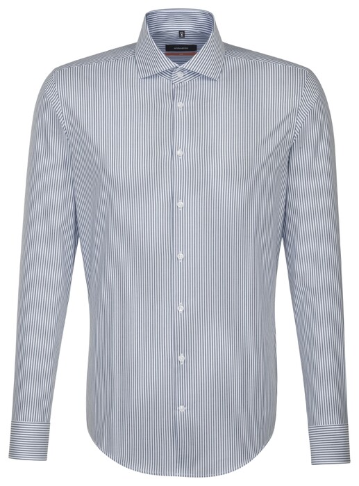Seidensticker Spread Kent Stripe Shirt Navy Blue