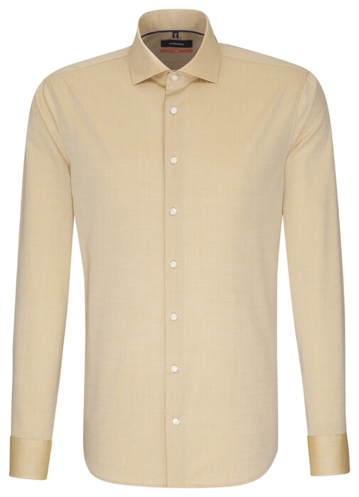 Seidensticker Spread Kent Uni Overhemd Brown Tan