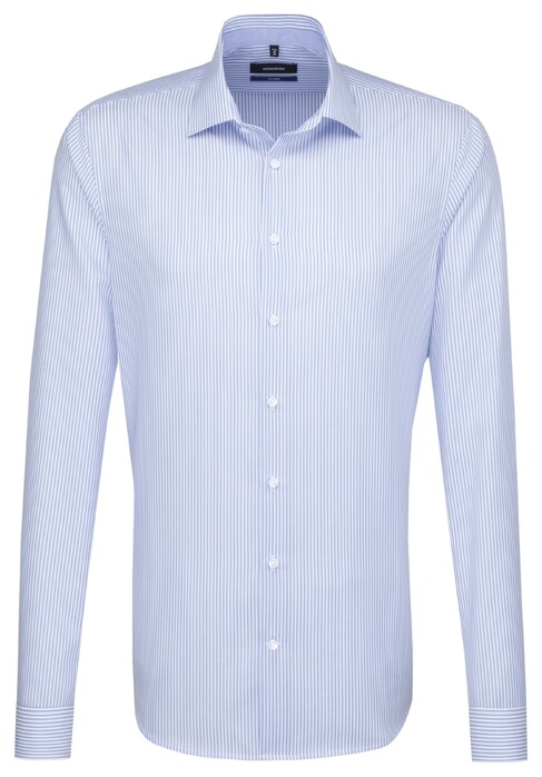 Seidensticker Striped Shirt Overhemd Aqua Blue