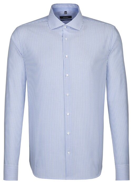 Seidensticker Striped Spread Kent Overhemd Aqua Blue