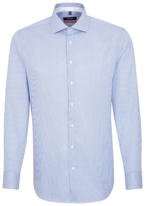 Seidensticker Striped Spread Kent Shirt Deep Intense Blue