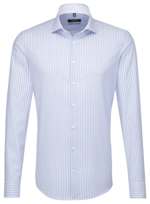 Seidensticker Striped Spread Kent Shirt Pastel Blue