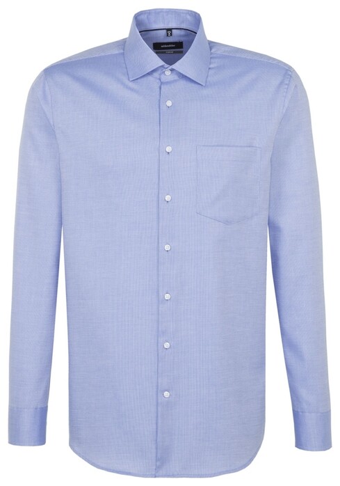 Seidensticker Structure Faux Uni Comfort Overhemd Intens Blauw
