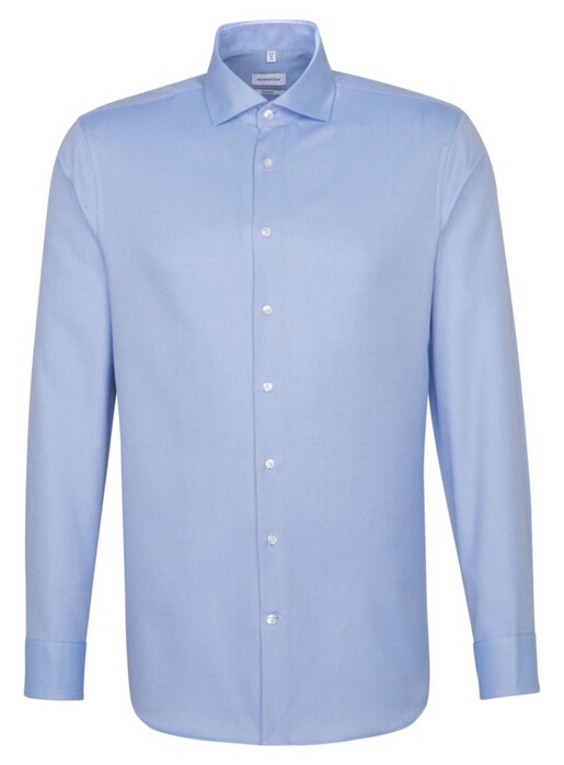 Seidensticker Structured Uni Light Spread Kent Shirt Deep Intense Blue