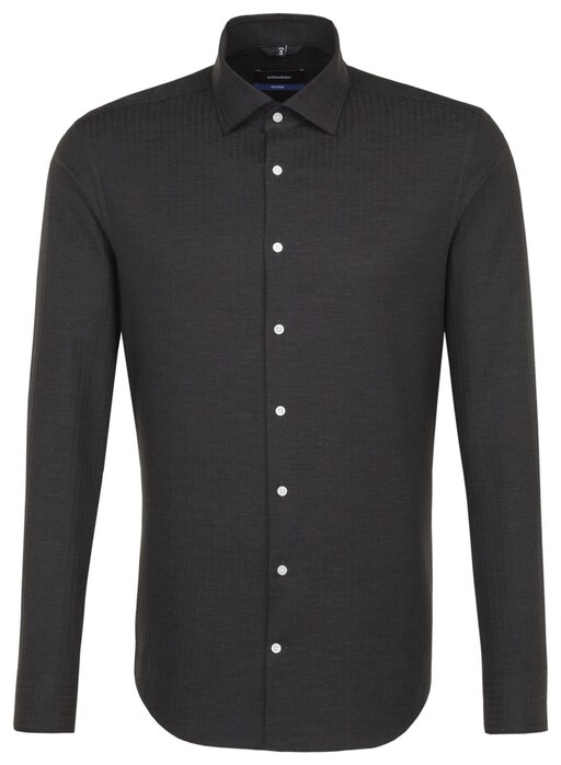 Seidensticker Subtle Stripe Kent Shirt Near Black