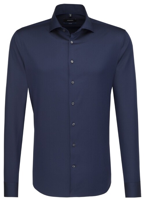 Seidensticker Tailored Spread Kent Overhemd Donker Blauw