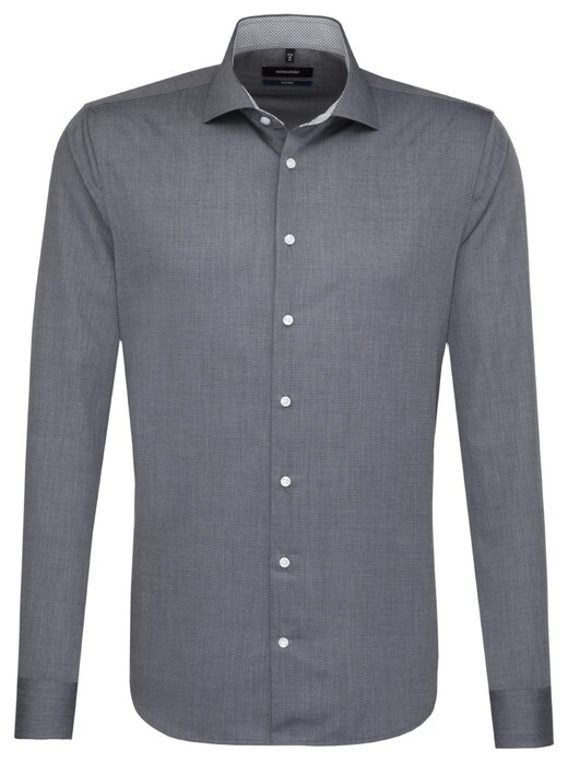 Seidensticker Tailored Spread Kent Overhemd Near Black