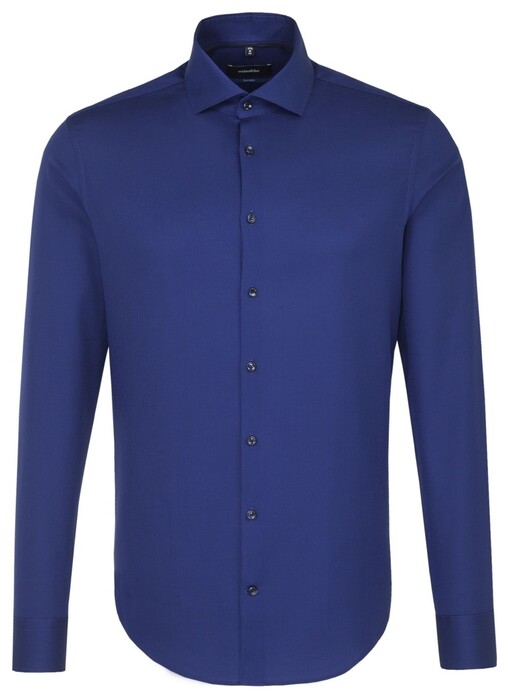 Seidensticker Textured Uni Business Overhemd Blauw