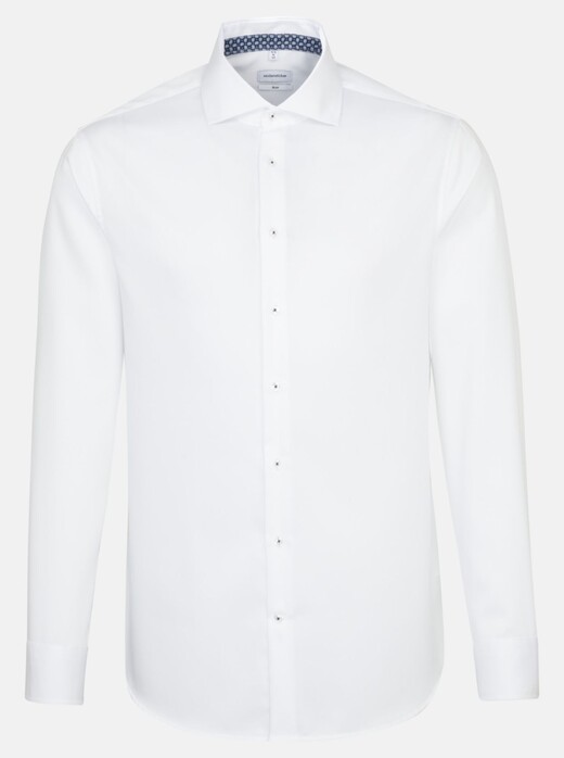 Seidensticker Twill Uni Collar Contrast Shirt White