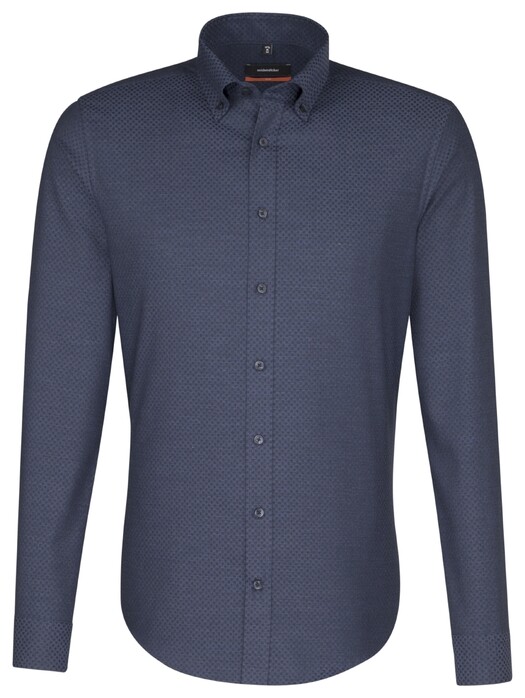 Seidensticker Uni Color Contract Overhemd Donker Blauw Melange