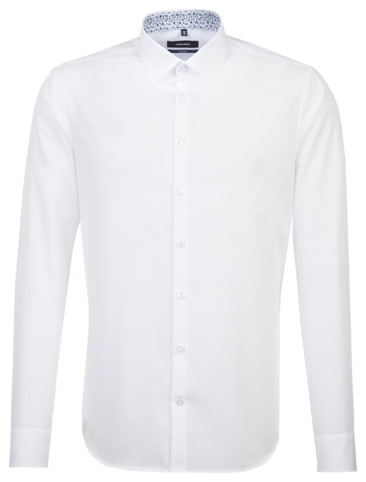 Seidensticker Uni Contrast Kent Shirt White