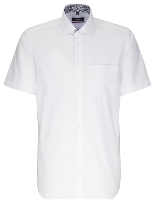Seidensticker Uni Contrast Overhemd Wit