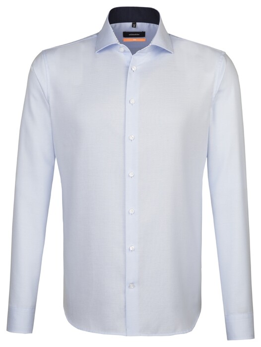 Seidensticker Uni Contrast Slim Overhemd Aqua Blue