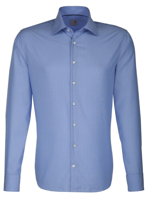 Seidensticker Uni Kent Slim Fit Overhemd Midden Blauw