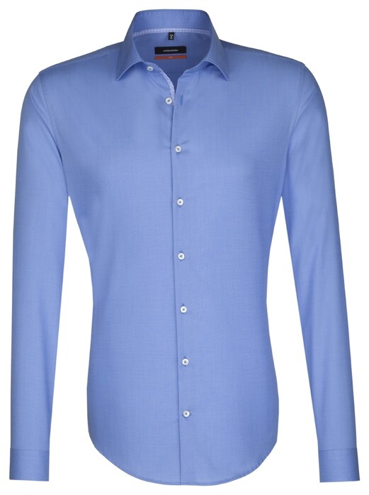 Seidensticker Uni Slim Business Kent Overhemd Intens Blauw