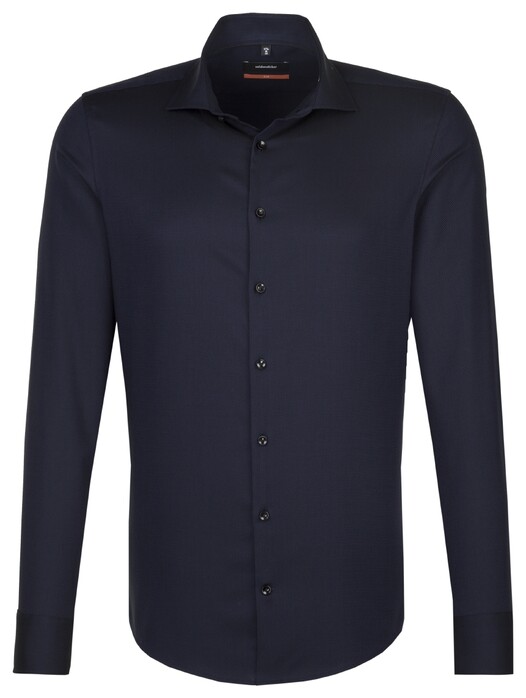 Seidensticker Uni Spread Kent Overhemd Zwart