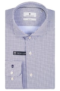 Thomas Maine Allover Mini Dot Roma Modern Kent Tech Jersey Knit Overhemd Navy