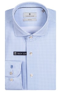 Thomas Maine Allover Mini Dot Roma Modern Kent Tech Jersey Knit Shirt Light Blue