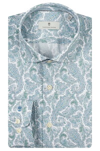 Thomas Maine Allover Paisley Pattern Roma Modern Kent Shirt Blue