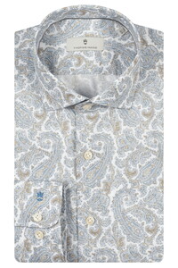 Thomas Maine Allover Paisley Pattern Roma Modern Kent Shirt Sand