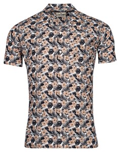 Thomas Maine Ancona Short Sleeve Tropical Pattern Overhemd Zand-Zwart