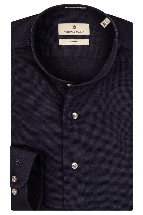 Thomas Maine Band Collar Knitted Uni Palermo Overhemd Dark Navy