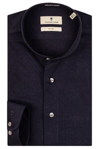 Thomas Maine Band Collar Knitted Uni Palermo Shirt Dark Navy