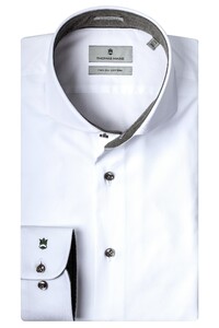 Thomas Maine Bari Cutaway 2Ply Fine Twill by Albini Shirt White-Green