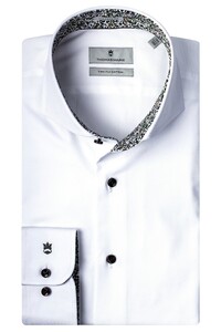 Thomas Maine Bari Cutaway 2Ply Fine Twill by Albini Shirt White-Khaki