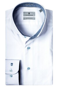 Thomas Maine Bari Cutaway 2Ply Fine Twill by Albini Shirt White-Sky Blue