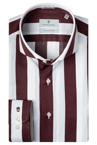 Thomas Maine Bari Cutaway Block Stripe by Thomas Maison Overhemd Wit-Donker Rood