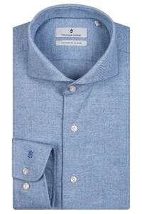 Thomas Maine Bari Cutaway Cashmere Blend Flanel Overhemd Sky Blue