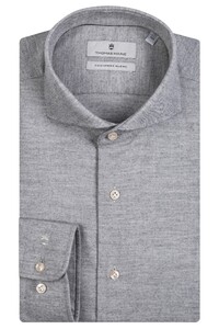 Thomas Maine Bari Cutaway Cashmere Blend Flannel Shirt Mid Grey