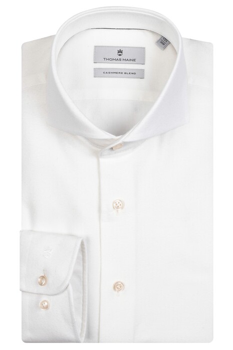 Thomas Maine Bari Cutaway Cashmere Blend Flannel Shirt Off White