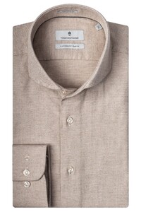 Thomas Maine Bari Cutaway Cashmere Blend Overhemd Midden Bruin