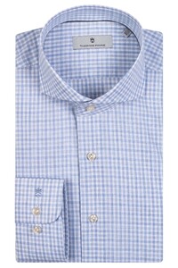 Thomas Maine Bari Cutaway Check Pattern Shirt Light Blue-Grey
