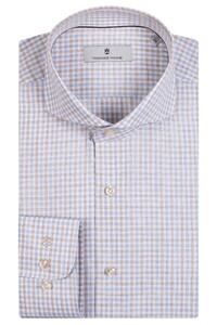 Thomas Maine Bari Cutaway Check Pattern Shirt Sky Blue-Sand