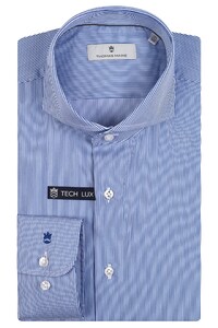 Thomas Maine Bari Cutaway Cotton Blend Stretch Stripe Shirt Royal Blue