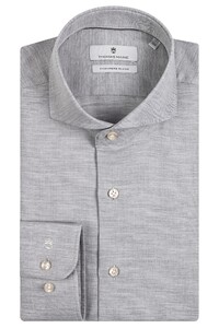 Thomas Maine Bari Cutaway Cotton Cashmere Blend Overhemd Soft Grey