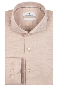Thomas Maine Bari Cutaway Cotton Cashmere Blend Overhemd Zand
