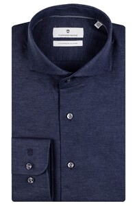 Thomas Maine Bari Cutaway Cotton Cashmere Blend Shirt Dark Navy