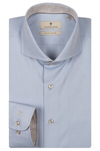 Thomas Maine Bari Cutaway Cotton Two-Ply Twill Subtle Uni Color Contrast Overhemd Light Blue-Soft Grey