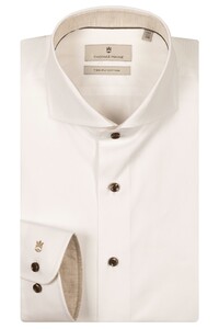 Thomas Maine Bari Cutaway Cotton Two-Ply Twill Subtle Uni Color Contrast Overhemd Wit-Licht Beige