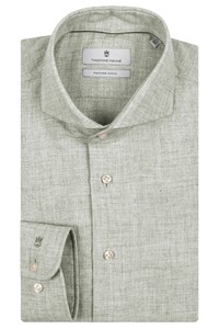Thomas Maine Bari Cutaway Cotton Wool Twill Overhemd Soft Groen