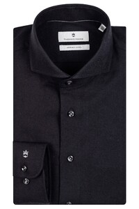 Thomas Maine Bari Cutaway Cotton Wool Twill Overhemd Zwart