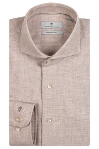 Thomas Maine Bari Cutaway Cotton Wool Twill Shirt Light Beige